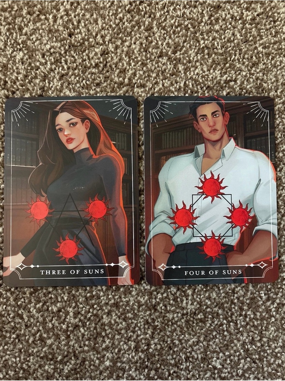 fairyloot three of suns and four of suns tarot cards